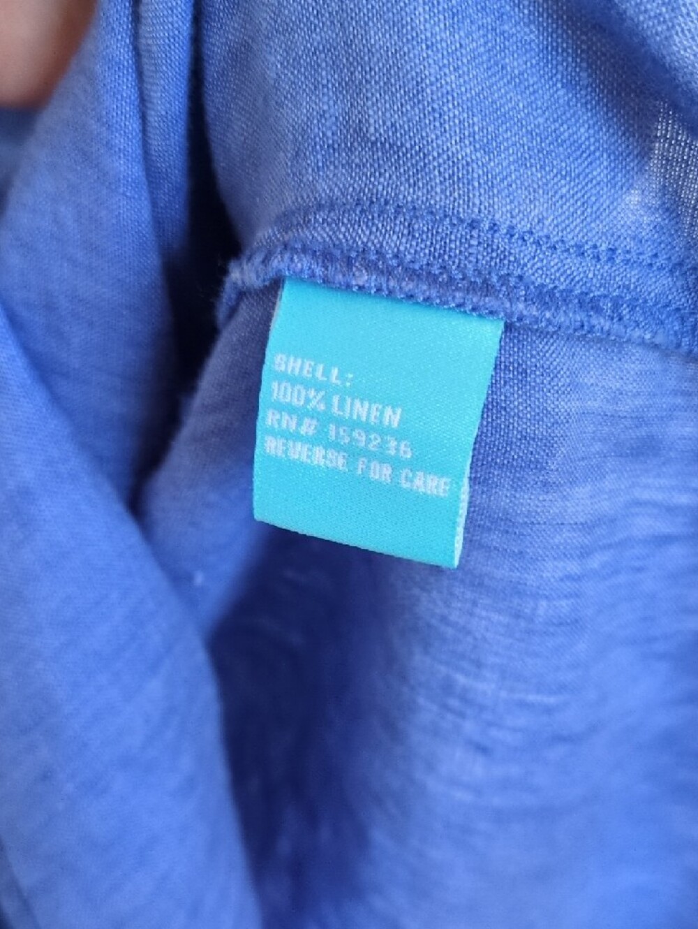 J. McLaughlin Indigo Blue Linen Button-Front Pullover Shirt - Picture 5 of 5